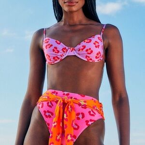 FARM Rio Purple and Orange Leopard Bikini Bottom Size Medium